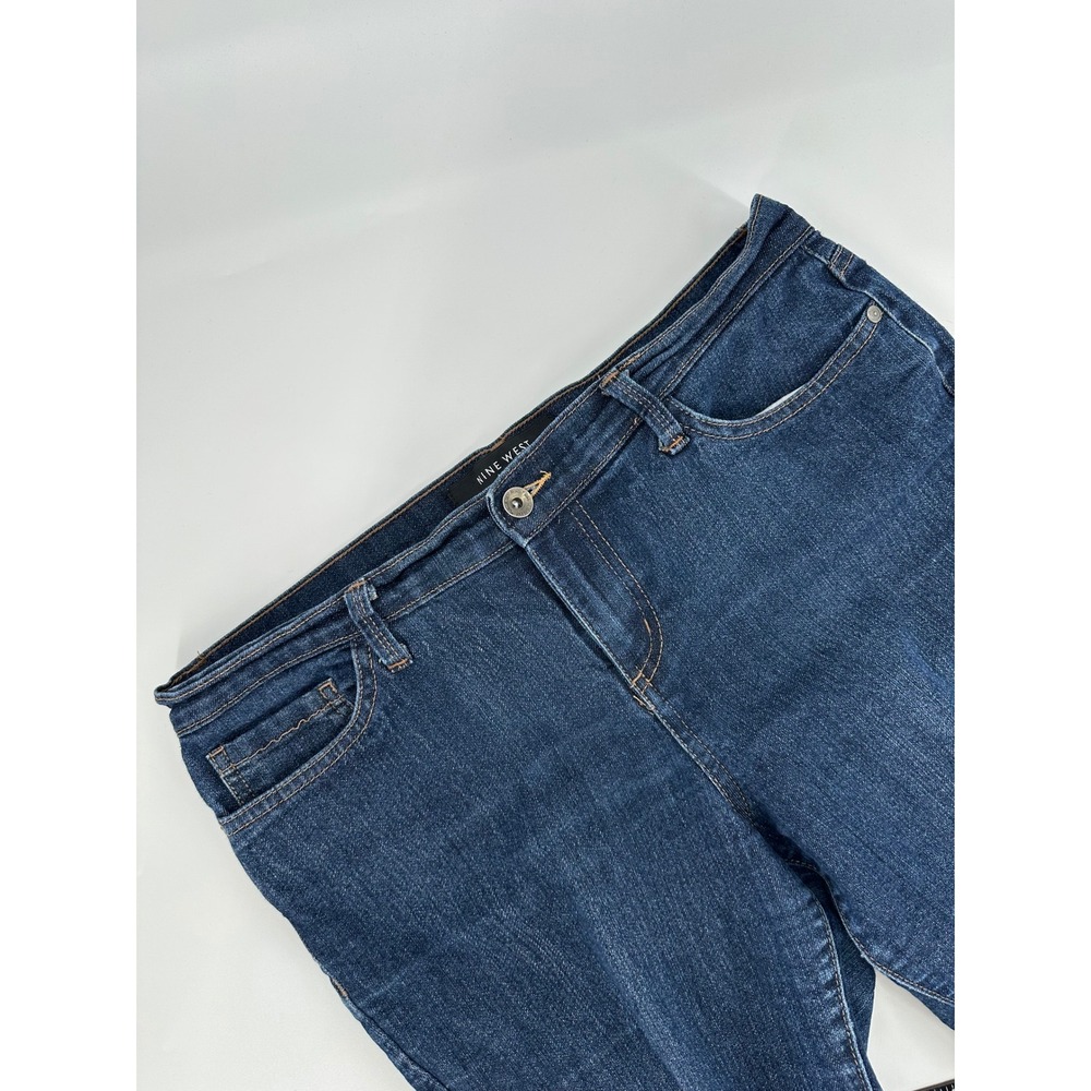 Nine West Womens Dark Wash Denim Jeans Size 10 Straight Leg Casual Everyday